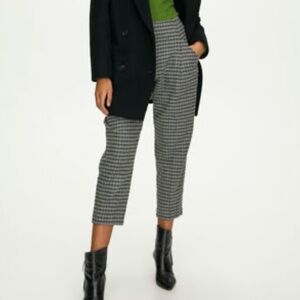 Wilfred Gray & Black Gingham High Waisted Wool Cashmere Pleated‎ Trousers Size 8